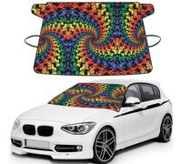 Bear Dancing Tie Dye Waterproof Car Windshield Snow Cover, Printed Windshield Cover for Ice, Snow & Sun, Universal Size 69x42.5'', Suit for Most Vehicles