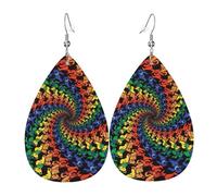 Bear Dancing Tie Dye Women'S Drop-Shaped Leather Earrings Are Suitable For Parties, Holiday Parties And Gifts.