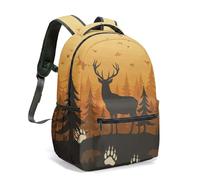 Bear Deer Cabin Forest All-Over Print 16 Inch Backpack, Rustic Country Plaid Kids School Bag for Camping Outdoor Adventure (04)
