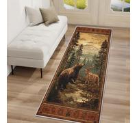 Bear Deer Hallway Runner Rug, Jungle Animal Carpet Runner Non-Slip Washable Soft Short Pile Rug for Entryway Kitchen Bedroom Home Decor, 60x180cm Z1dK166Ci