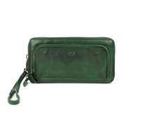 Bear Design Isa Women's Leather Purse Green CL14851 - Large RFID Wallet with 12 Card Slots, Zip, Clutch with Wrist Strap, Genuine Leather Wallet