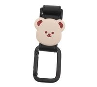 Bear Design Stroller Hook with Pu Leather and Alloy Clip | Non-slip Heavy Duty Holder, Easy Install and Removal, Black Finish, Smooth Rounded Edges for Strollers