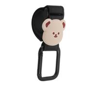 Bear Design Stroller Hook with Wide Opening Pu Leather and Alloy | Black Finish, Compact Carabiner Clip, Smooth Rounded Edges, for Strollers and Everyday Carrying Use