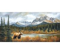 Bear Diamond Art Kits Adults, Forest Diamond Painting Kits for Adults, 5D Square Full Drill Gem Art Mosaic Kits for Beginner, Crystal Rhinestone Embroidery Crafts for Home Wall Decor 90x180cm,Model214