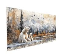 Bear Diamond Art Kits Adults, Snow Mountain Diamond Painting Kit, Round Full Drill Paint by Numbers for Adults 12 x 24in, Crystal Art Rhinestones Embroidery Cross Stitch Artwork, Room Decor Model12498