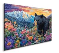 Bear Diamond Art Kits for Adults, Flower 5D Diamond Painting Kits, Diamonds Cross Stitch Crystal Craft Paintin Picture Kit Mosaic Kits for Adults Gem Art Paintings Crafts for Home Wall Decor, 20x30CM