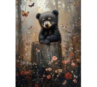 Bear Diamond Painting Kits for Adults, Pattern Flower Diamond Art 5D DIY Full Square Drill Gem Crystal Art Kits Crafts for Adults, Home Room Decor, Bedroom Decor, Gifts for Women 16x22inch -yym250776