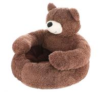 Bear Dog Bed, Soft Plush Warm Non-slip Cuddle Bear Pet Bed, Ber Shaped Dog Beds, Cute Bears Dogs Beds with Arms, Washable Cute Pets Sofa, Winter Plush Cushion Pets Supplies (brown)