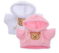 Bear Doll Sweatshirt:2Pc Bear Clothes for 20Cm Plush Toys Plush Doll Clothes Elastic Solid Sportswear Suits - Soft Easy to Clean Perfect for Dress up and Creative Play(White+Pink)