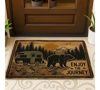 Bear Door Mat, Rustic Outdoor Camping Mountains Fall Brown Non-Slip Dirt Trapper Under Doormat Rug Home Decor for Entryway Outdoor Porch Balcony 29x17 Inch