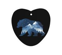 Bear Double Exposure Wildlife Animal Car Air Freshener Hanging Aromatherapy Tablets Car Accessories Rearview Mirror Pendant Decor