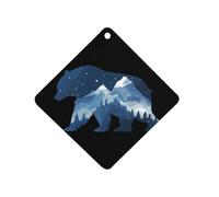 Bear Double Exposure Wildlife Animal Car Air Freshener Hanging Aromatherapy Tablets Car Accessories Rearview Mirror Pendant Decor