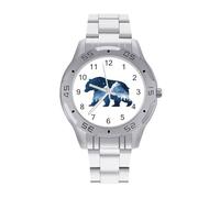 Bear Double Exposure Wildlife Animal Watches for Men Business Dress Watch Analog Quartz Wristwatch Stainless Steel Band