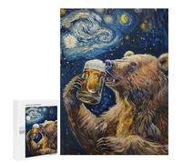 Bear Drinking Beer Art Print Puzzle 1000 Teile Schwer Puzzle Spielzeug Lernspiel Impossible Herausforderungsspielzeug Für Erwachsene Kinder 500 PCS