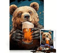 Bear Drinking Beer Jigsaw 1000 Pieces for Teenagers Analytical Skill Mindful Leisure Tight Join Holiday Treat (38x26cm)