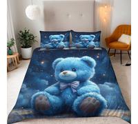 Bear Duvet Cover Sets Abstract Starry Sky Bear Doll Bedding Set Super King Size - 220x260cm, Soft Luxury Duvet Set, Easy Care and Breathable Microfiber Covers With 2 Pillowcase