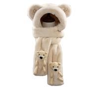 Bear Ear Beanie Hat | Cold Proof Cold Proof Cute Cute Bear Ears Plush Multi Piece Scarf Set,Soft Headscarf Neckwarmer Hoodie Hat for Women Teen Girls