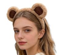 Bear Ears Headband,Adjustable Plush Cute - Women Brown Animal Ears Headband - for Party Celebration Photoshoot Event Daily Washing Face Ladies Girls