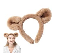 Bear Ears Headband Adult, Bear Headband, Fluffy Plush Hair Band with Bear Ears, Skin Care Headband for Washing Face, Hair Accessories for Women and Girls