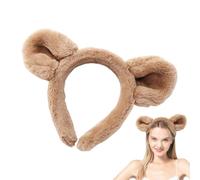Bear Ears Headband Adults, Bear Headband, Cute Plush Hair Band, Bear Ears, Hair Accessories, Non-Slip Face Wash Headband for Women and Girls, Skin Care