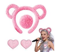 Bear Ears Headband - Cute Unisex Outfit with Heart-shaped Brooch | Bear Ears Headband Set,for Daily Indoor Outdoor Home Vacation Party Birthday Holiday Thanksgiving Valentine's Day