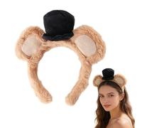 Bear Ears Headband - Plush Hair Hoop 21 X 21 X 3 cm, Cosplay Accessory 90G | Cute Animal Ears Head Decoration Costume Design Presentation De Hall
