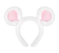 Bear Ears Headband, Soft Plush White Elastic Head Wear | Fluffy Plush Fabric, Fits Women & Kids, Great for Costume Parties