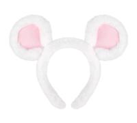 Bear Ears Headband, Soft Plush, White, One Size. | Fluffy Plush Fabric, Fits Women & Kids, Great for Costume Parties
