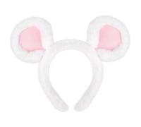 Bear Ears Headband, Soft Plush, White, One Size | Fluffy Plush Fabric, Fits Women & Kids, Great for Costume Parties