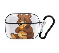 Bear Eating AirPod Pro Case, Anti Scratch Hard PC Cover with Keychain, AirPod Pro 2nd/1st Case Accessories for Women Men, Black-Style