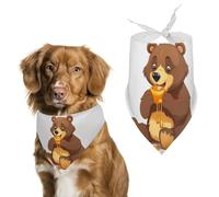 Bear Eating Dog Bandanas for Feeding Grooming, Triangle Pet Bibs Washable Pets Scarf for Cats & Dogs