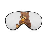 Bear Eating Eye Mask for Women & Men, Breathable & Adjustable Eye Cover, Ultra Soft Sleep Mask, Lightweight Travel Blindfold for Airplane, Nap, Night Sleeping