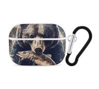 Bear Eating Fish Case Cover Compatible with AirPods Pro Protection with Keychain