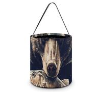 Bear Eating Fish Halloween Tricking Or Treating Candy Bag Reusable Tote Bag for Party Easter