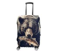 Bear Eating Fish Luggage Covers Travel Suitcase Cover Washable Elastic Baggage Protector