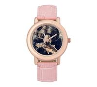 Bear Eating Fish Women’s Watch Quartz Wristwatch Analog with Leather Strap for Office