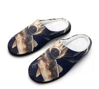 Bear Eating Fish Women's Warm Slippers Non-Slip Rubber Cotton Winte Shoes for Indoor Outdoor