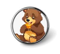 Bear Eating Round Badge for Men Women, Durable & Stylish Lapel Pins, Lightweight Metal Badges for Shirts, Jackets, Hats