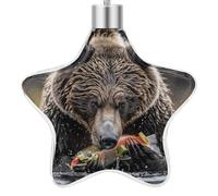 Bear Eats Fish 3D Christmas Hanging Ornaments Star Pendant Xmas Ornament Farmhouse Christmas Tree Decoration for Fireplace Window Crafts Holiday Party Supply Home Decor