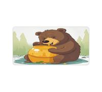 Bear Eats Honey Desk Pad Large Washable Desk Mat Non-Slip Rubber Base Smooth Surface Mouse Pads Generic Keyboard Pad Portable Desk Protector for Laptop Computer Mat