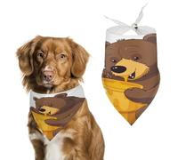 Bear Eats Honey Dog Bandana, Triangle Pet Scarf | Adjustable washable pet scarves, stylish soft girl boy dog scarf kerchief bibs for small medium large cat dog scarves gifts