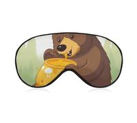 Bear Eats Honey Eye Masks Sleeping Detachable Breathable Eye Cover Soft Block Light Sleep Mask for Women Men, Relaxing Pressure Night Blindfold