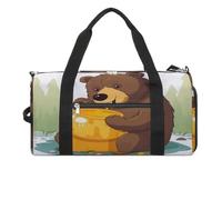 Bear Eats Honey Gym Bag,Waterproof Travel Duffle Bag with Shoe Wet Compartment Tactical Backpack Large Capacity Weekender Overnight Bags for Sports Fitness