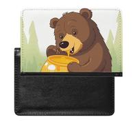 Bear Eats Honey Passport Holder Cover Passport Cover Protector Essentials with Credit Card Slots Slim Travel Wallet Covers Documents Organizer Protector for Man&Women