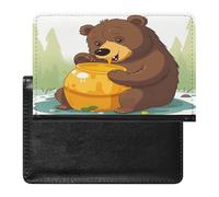 Bear Eats Honey Passport Holder, PU Leather Passport Cover with Card Slots RFID Blocking Slim Passport Wallet Personalized Passport Protector Travel Accessories for Men Women