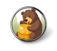 Bear Eats Honey Round Badge 25mm/1 Inch Metal Buttons Round Badge Pin Button Parts Classic Pin Holders Buttons for Shirts Clothes Individualistic Brooch