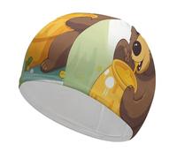 Bear Eats Honey Swim Caps for Men Women Comfortable High Elasticity Swimming Cap Personalized Swimming Hat Breathable Swim Hats Keeps Hair Clean Bathing Cap for Long Short Hair