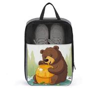 Bear Eats Honey Travel Shoe Bag Holds with Dual Zippers & Mesh - Large Capacity Portable Shoe Storage Bags, Water-Resistant Shoe Pouch Organizer for Man Women Travel & Daily Use