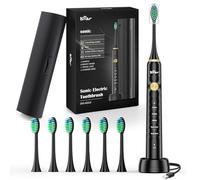Bear Electric Toothbrush, Sonic Toothbrush with 6 Brush Heads & Travel Case, Electric Toothbrush Rechargeable for Adults, 5 Brushing Modes & Smart Timers, One Charge for 60 Days