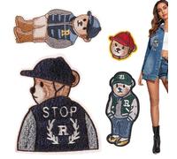bear embroidered patch clothing accessories badges iron patches fabric repair angry bears backpack cloth applique kids dress fabrics ornaments jacket vest